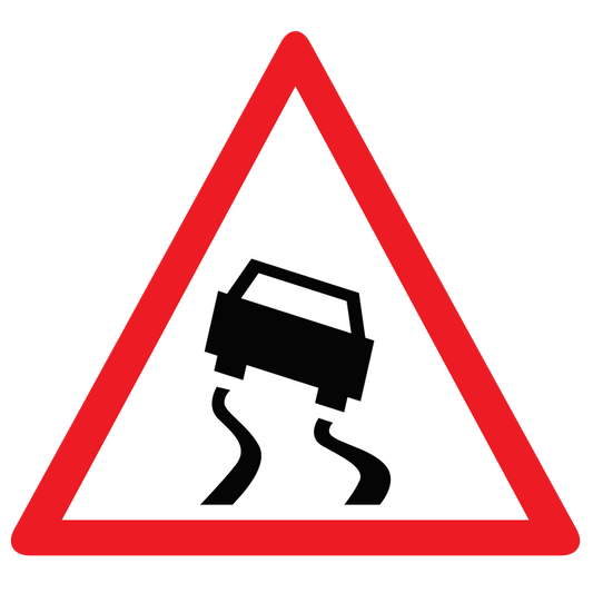 Slippery Road Sign Triangular