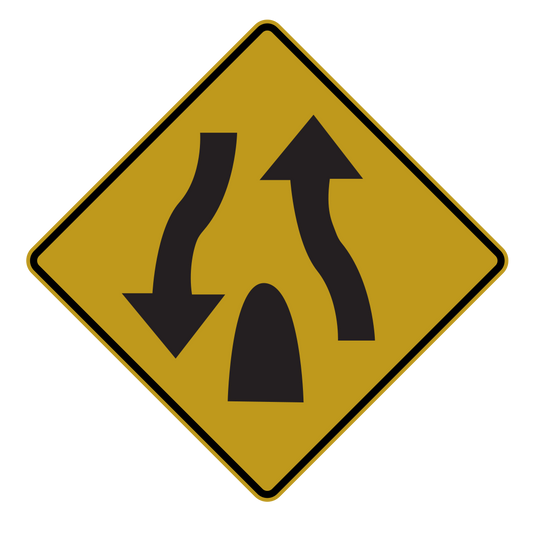 Divided Highway Ends Highway Sign